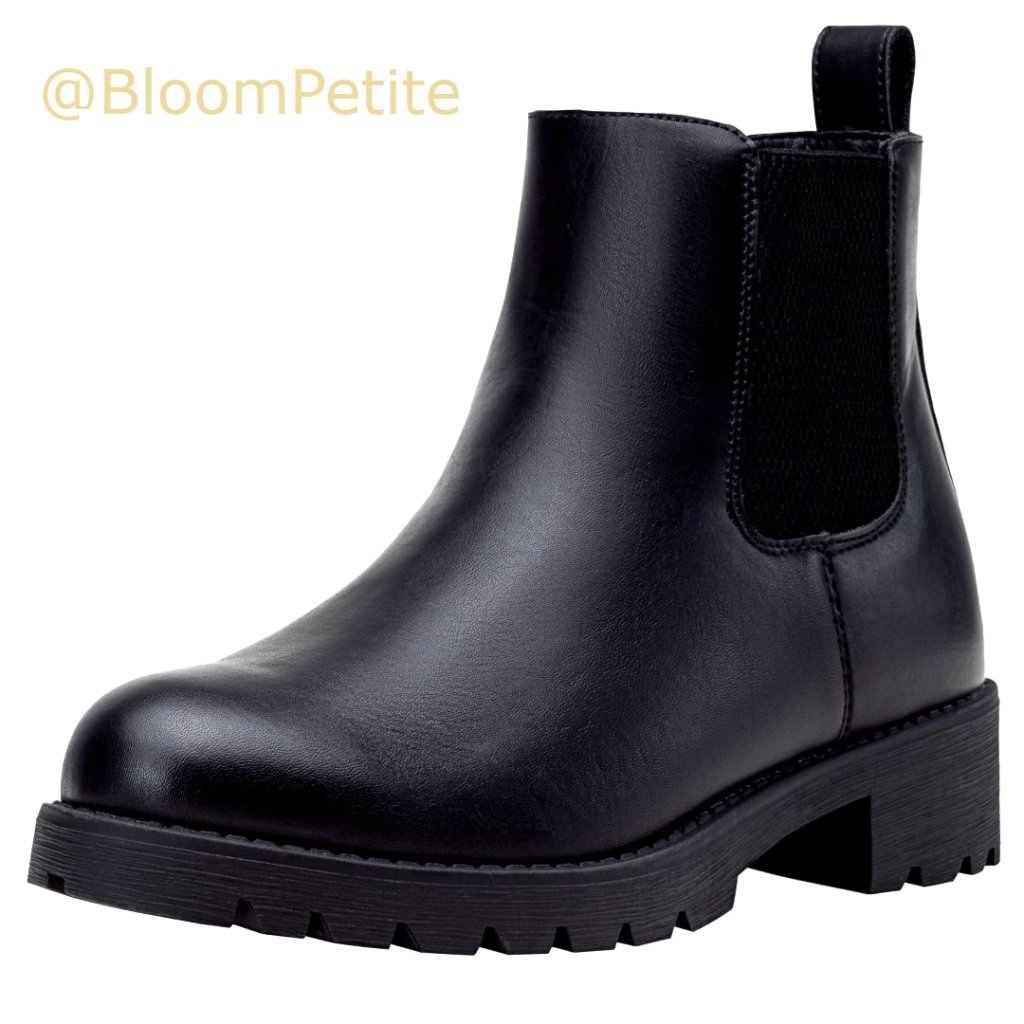 Faux Leather Chelsea Ankle Boots Pull-On Booties Low Heel